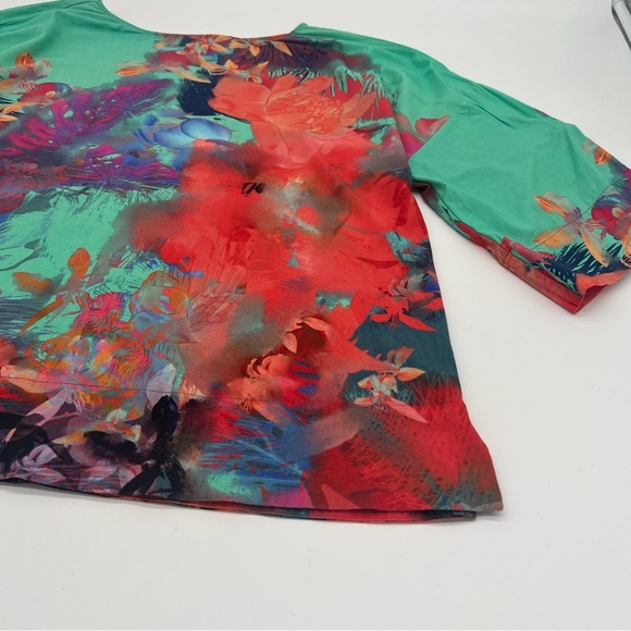Soft Surroundings Floral Print Boxy Blouse – Size M – Colorful 3/4‎ Sleeve Top - Picture 3 of 11